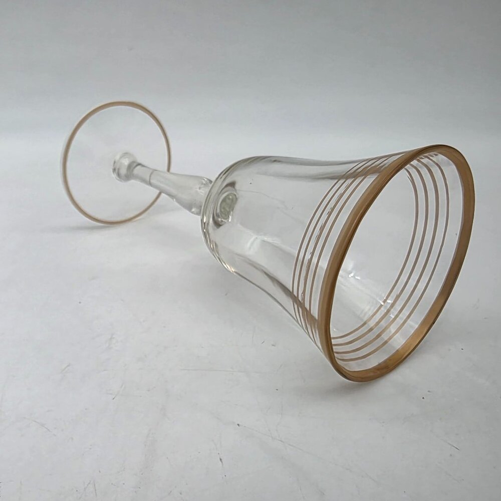 Vintage 1940s Cordial Glasses Clear Stemmed With Gold Rim & Stripe Design 5.5" - Picture 6 of 7